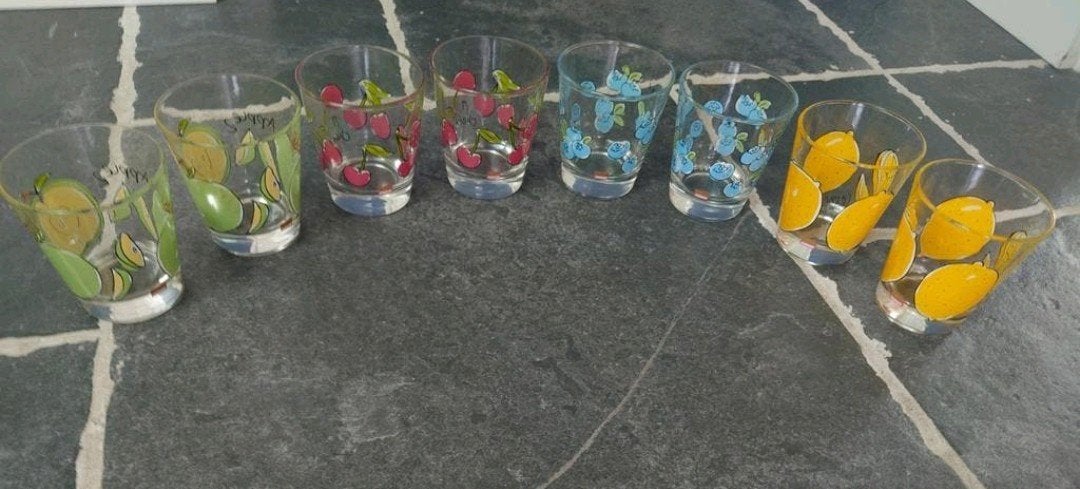 8 BLOND AMSTERDAM Waterglazen met fruit erop, NIEUW!!, Glas of Glazen, Nieuw, Ophalen of Verzenden, Glas