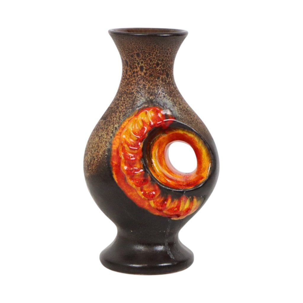 Zeldzame Oranje Fat Lava Vaas West Germany Gerhards 26cm, Ophalen of Verzenden