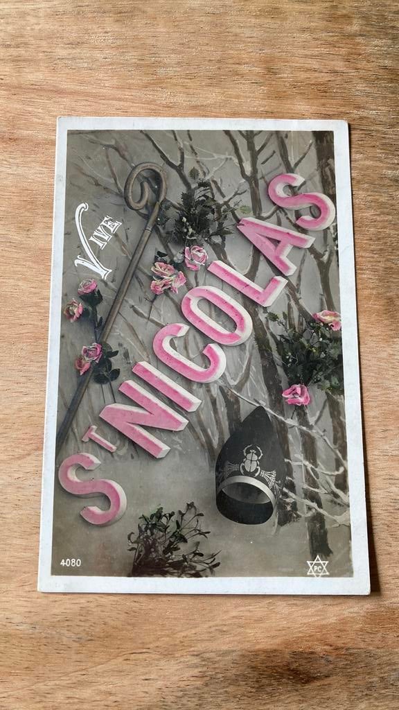Oude ansichtkaart Sinterklaas 1909 Vive St. Nicolas, Ophalen of Verzenden, Voor 1920, Gelopen, Feest(dag)