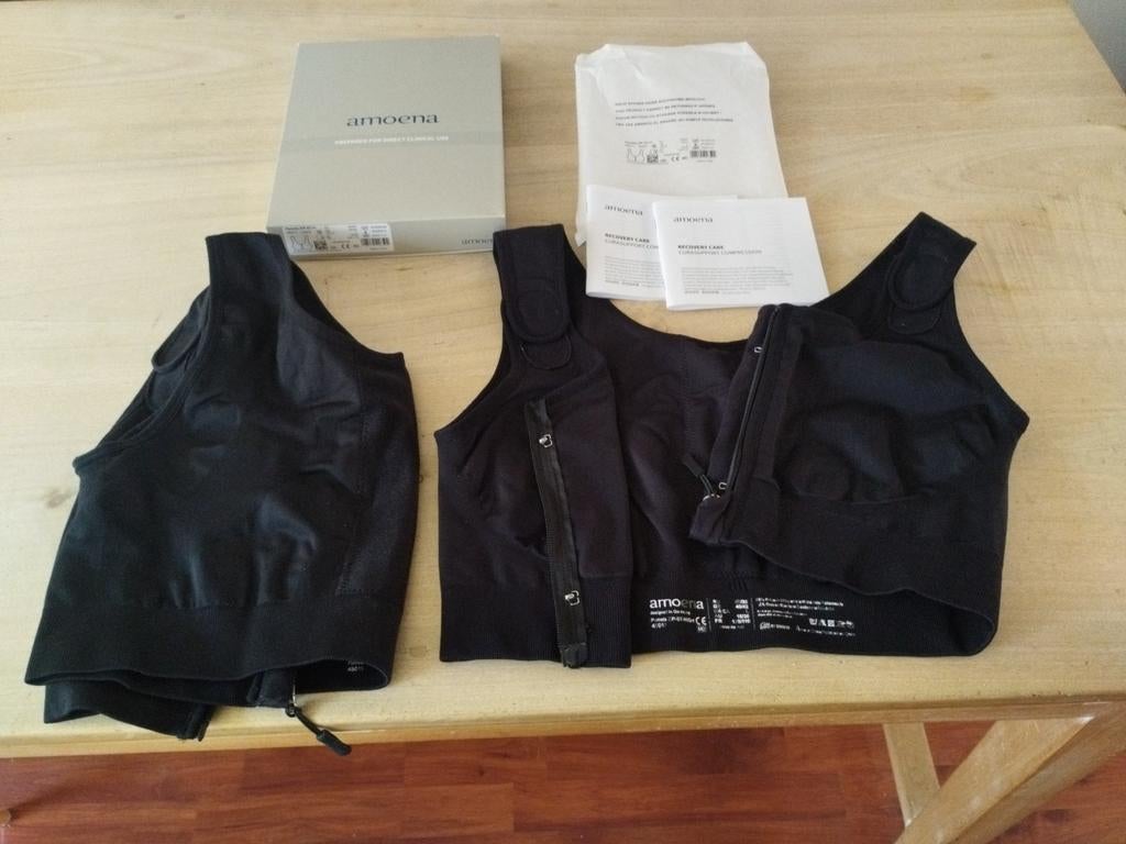 2x Compressie BH met rits, 90/95, z.g.a.n., Kleding | Dames, Amoena, Ophalen of Verzenden, Zwart, BH