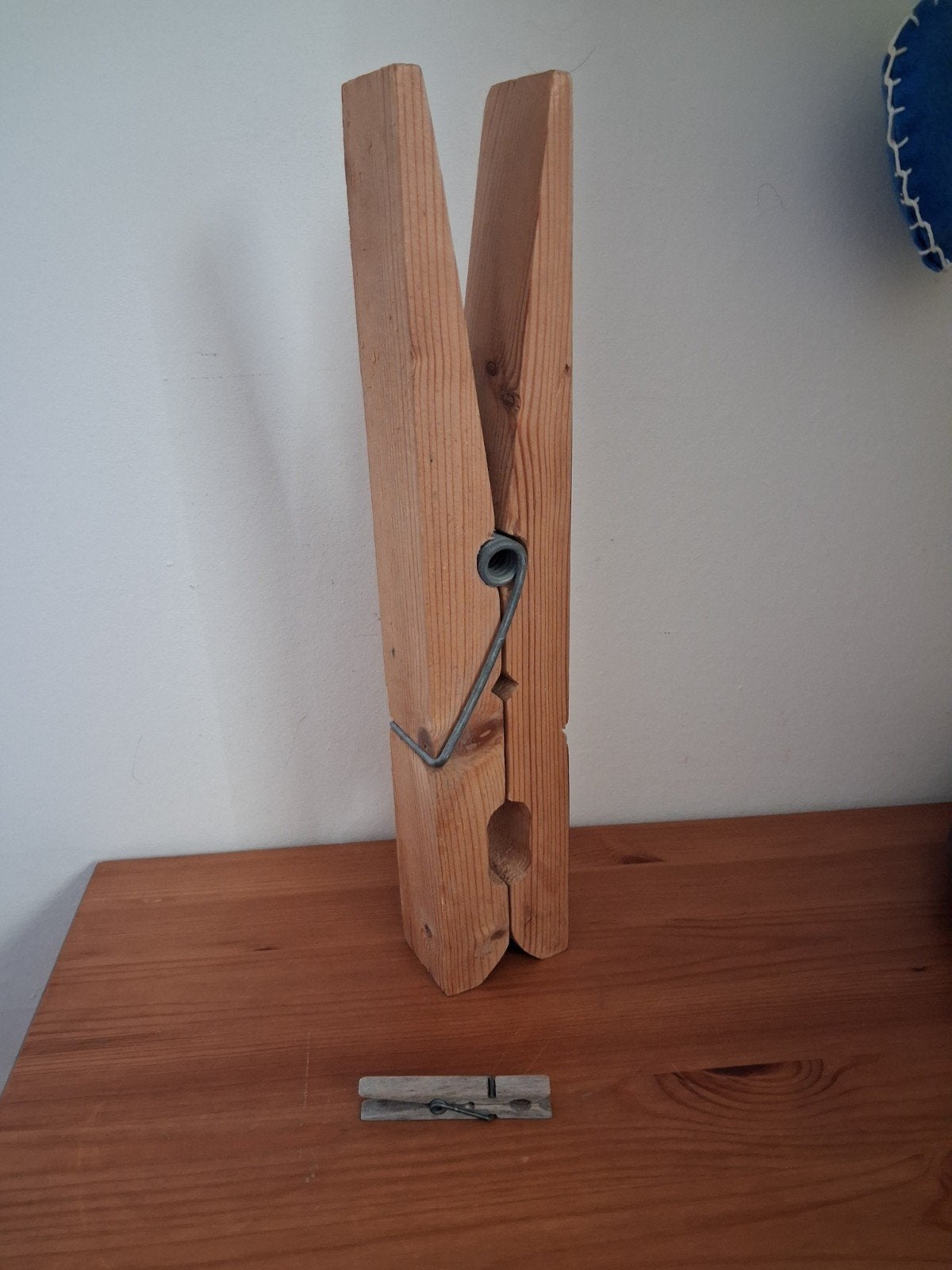 Decoratieve Reuzen Wasknijper - 35 cm Hout, Hout, Gebruikt, Overige stijlen, Ophalen of Verzenden