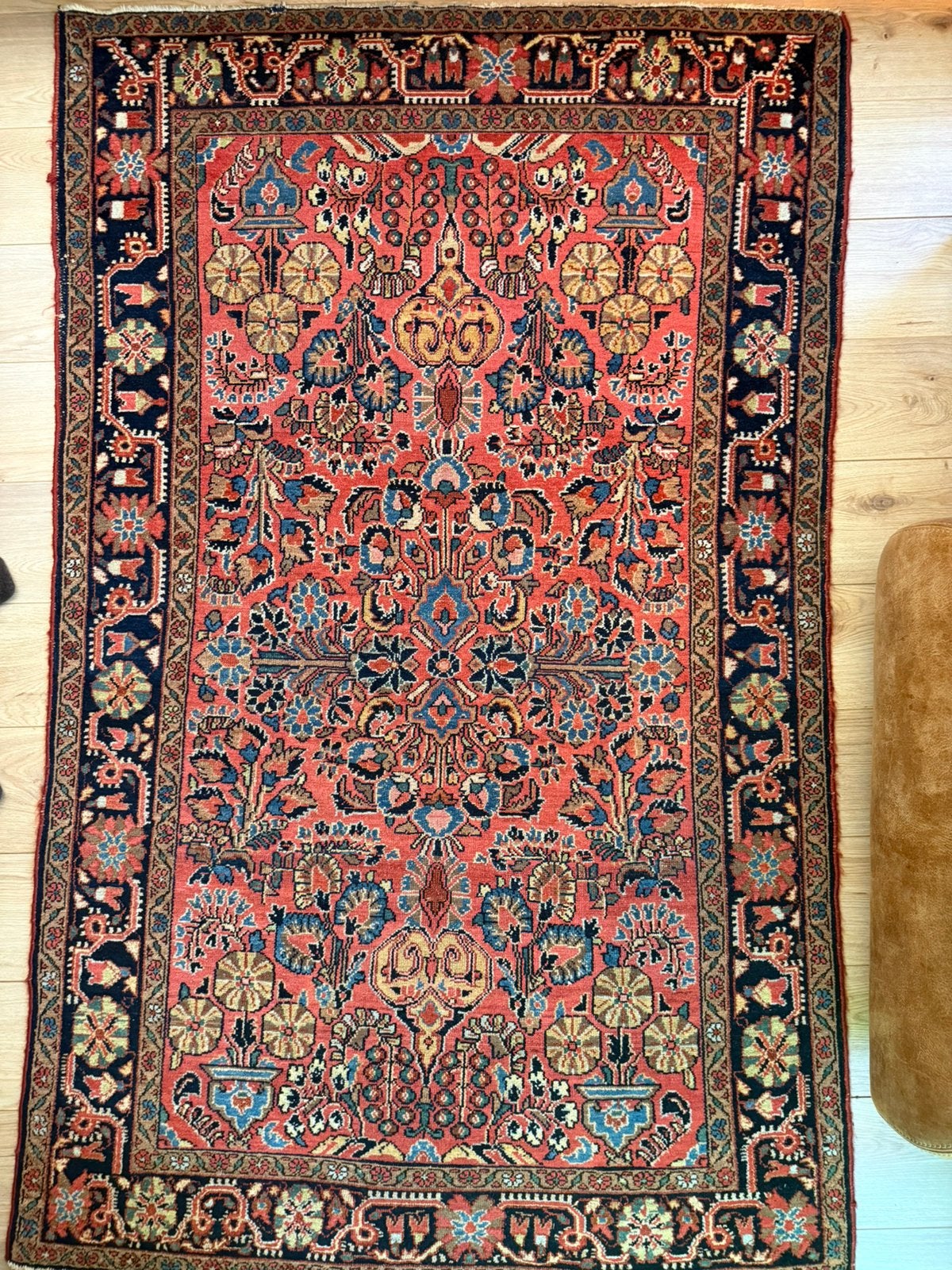 Handgeknoopt vintage Perzisch Sarouk tapijt – 203 x 125 cm, 1053ML, Amsterdam, Info@bababoho.com, 200 cm of meer, Ophalen of Verzenden