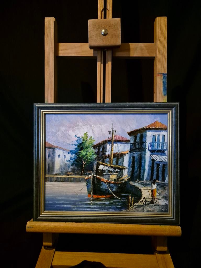 Klein haven aanzicht, Hobby en Vrije tijd, Schilderen, Ophalen of Verzenden