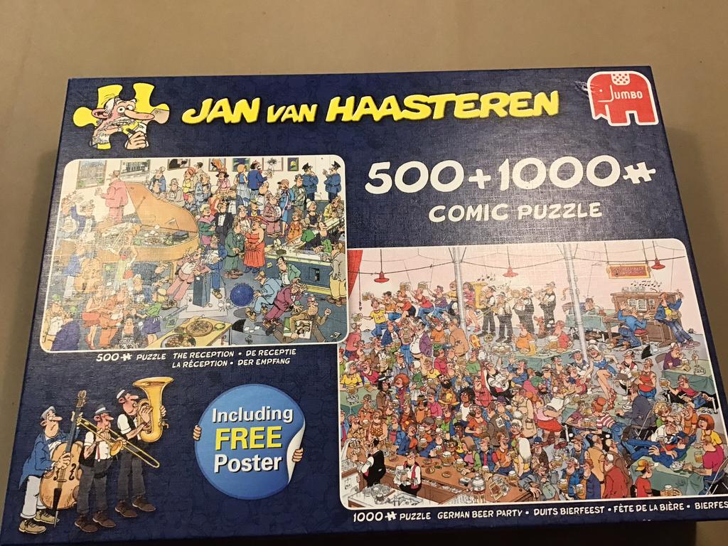 Jan van haasteren 2 in 1 doos 1000 /500, Ophalen, 500 t/m 1500 stukjes, Zo goed als nieuw