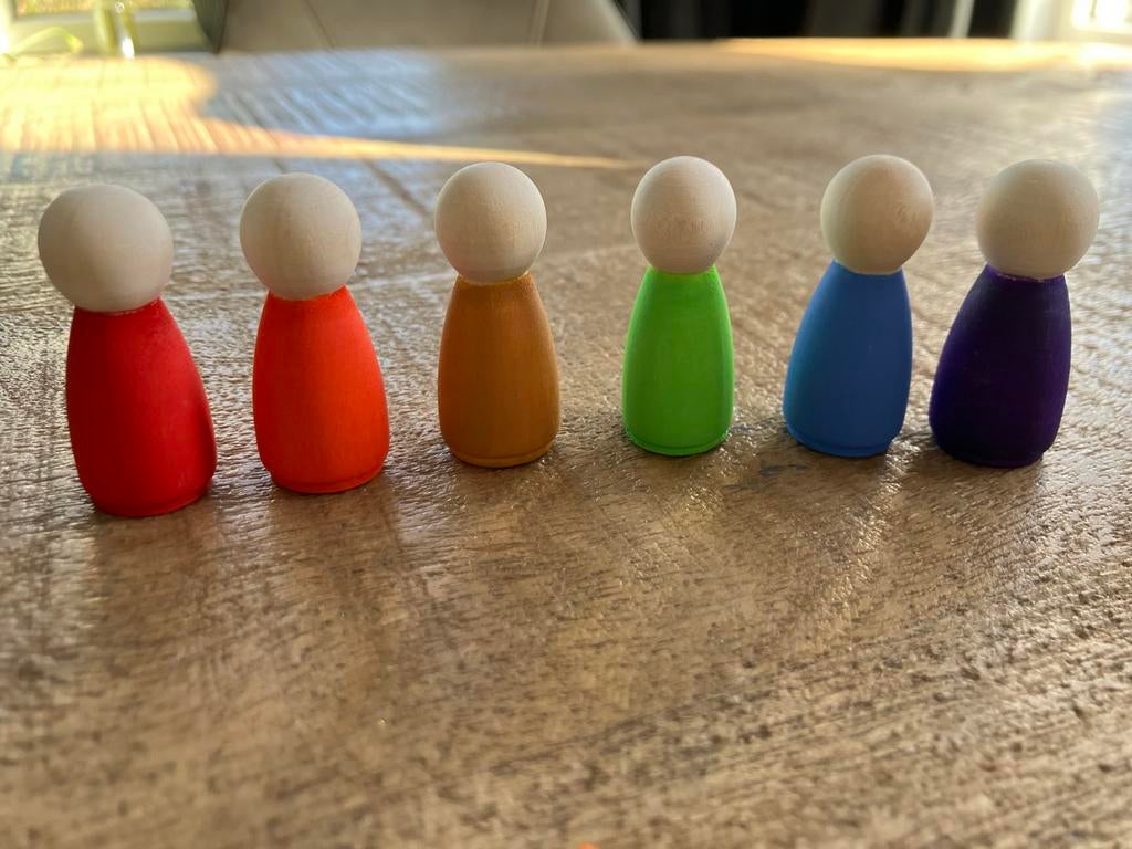 Houten Pegdolls Regenboog Set poppetjes, Ophalen, Nieuw, Knutselen
