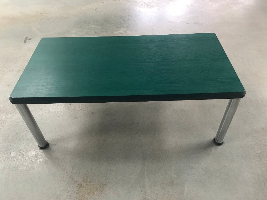 IKEA vintage groene salontafel met chromen poten, Ophalen, Gebruikt, 50 tot 100 cm, 100 tot 150 cm