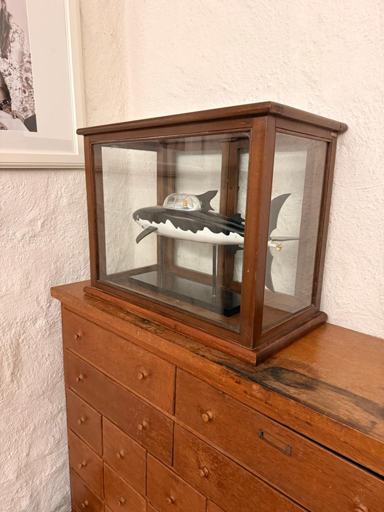 Unieke Kuifje Haaienboot uit jaren '50/'60 met vitrinekast, Ophalen, Zo goed als nieuw