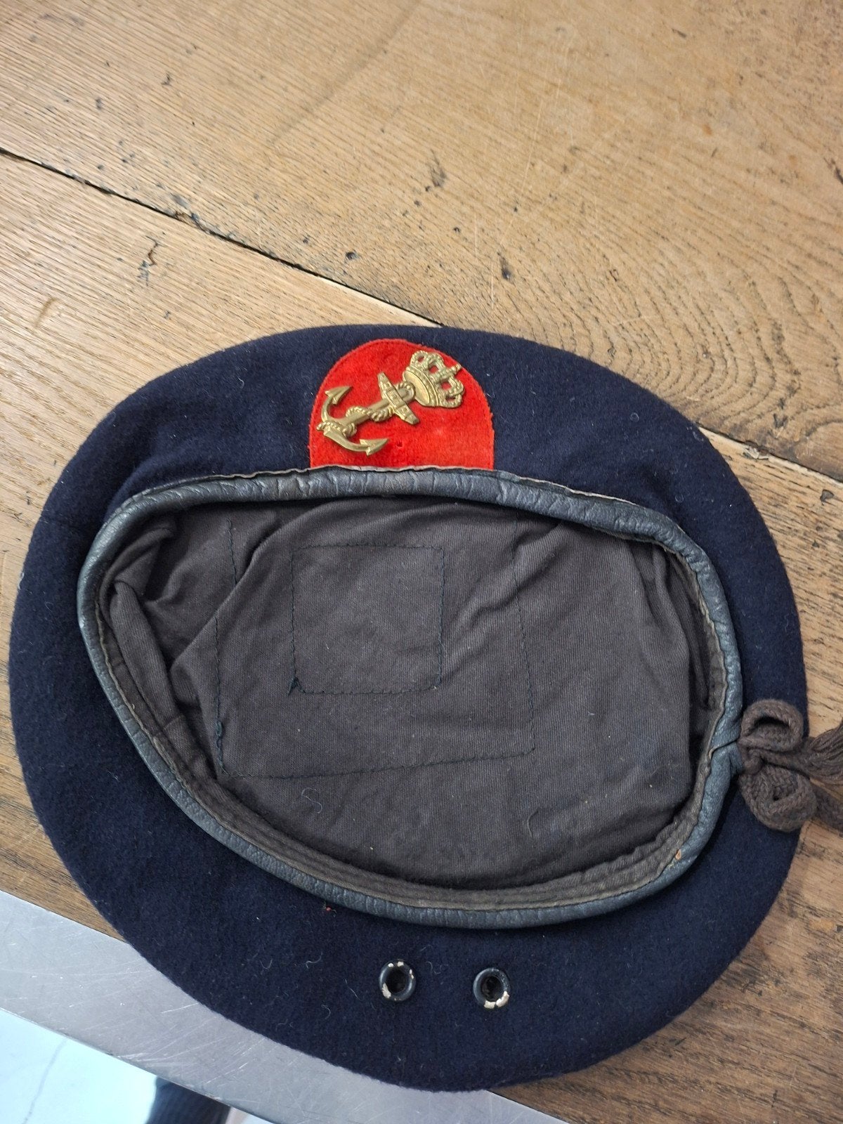1944 Vintage Marine Baret - Donkerblauw met Anker Embleem, Onbekend@voorbeeld.com, Onbekend, Hoed, Onbekend