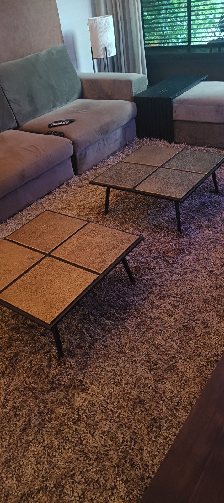Salontafel met goudblad en zwart, 50 tot 100 cm, Vierkant, Zo goed als nieuw, 50 tot 100 cm