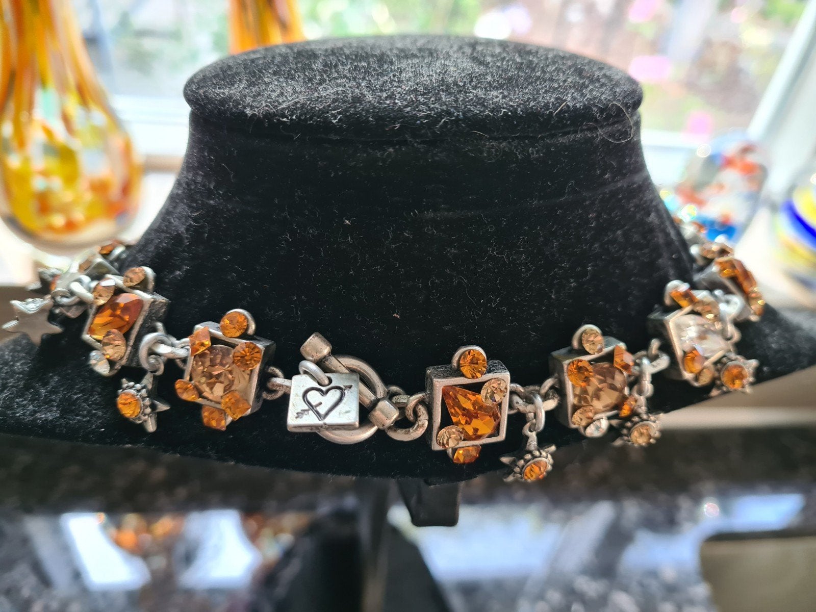Otazu ketting met kristallen in zeer goede staat, Met kristal, Overige materialen, Oranje, Ophalen of Verzenden