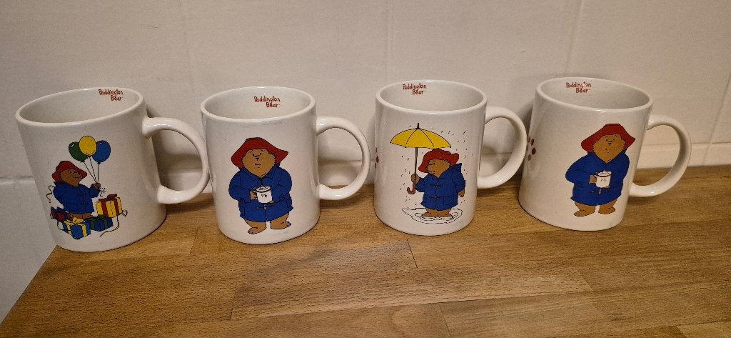 Set van 4 Paddington Beer mokken douwe egberts, Overige merken, Keramiek, Zo goed als nieuw, Overige stijlen