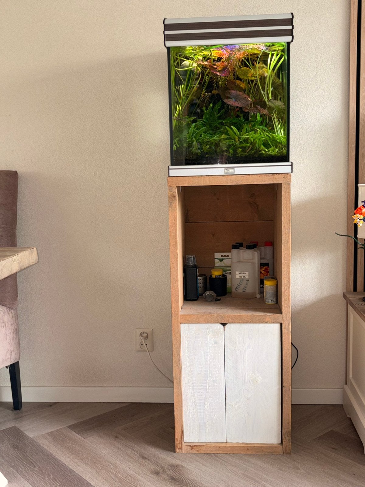 Aqualantis aquarium met co2 set en meubel, verwarming, Ophalen, Gebruikt, Aquatlantis, Inclusief vissen