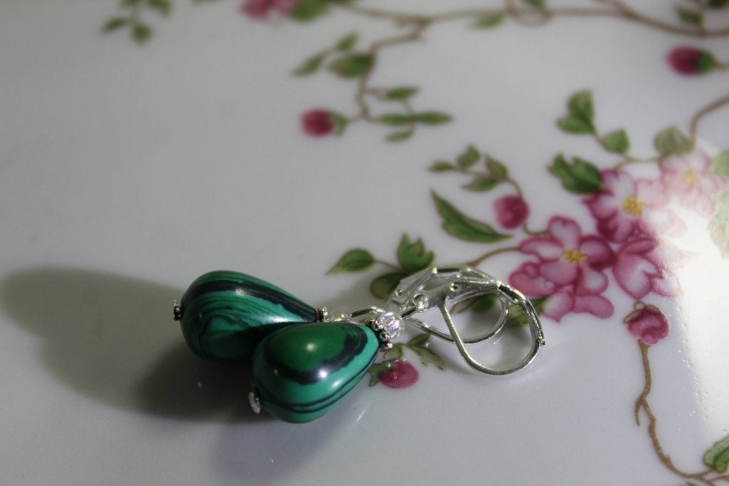 Malachiet oorbellen , groene pegel oorbellen, Overige materialen, Hangers, Nieuw, Ophalen of Verzenden