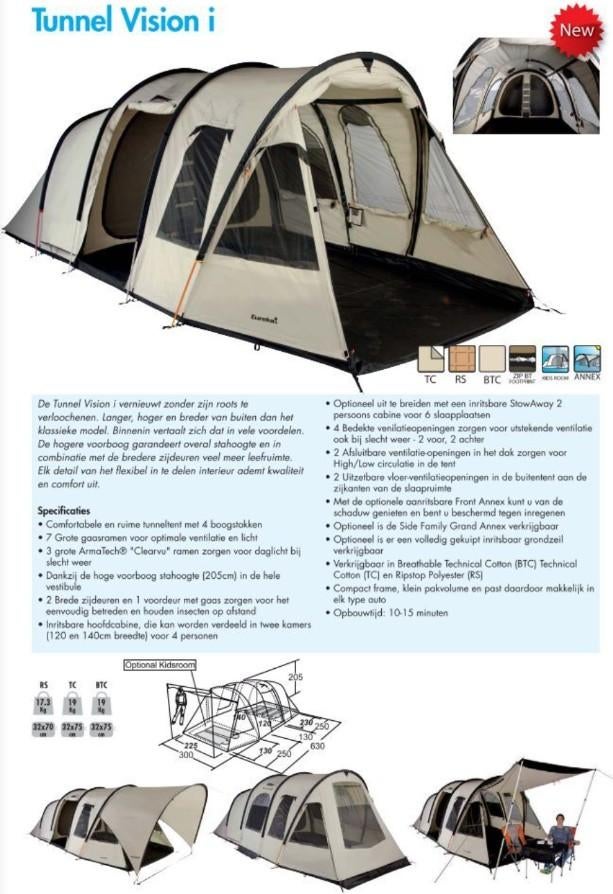 Eureka Tunnel Vision i tent met inritsbaar kuipzeil, Caravans en Kamperen, Ophalen