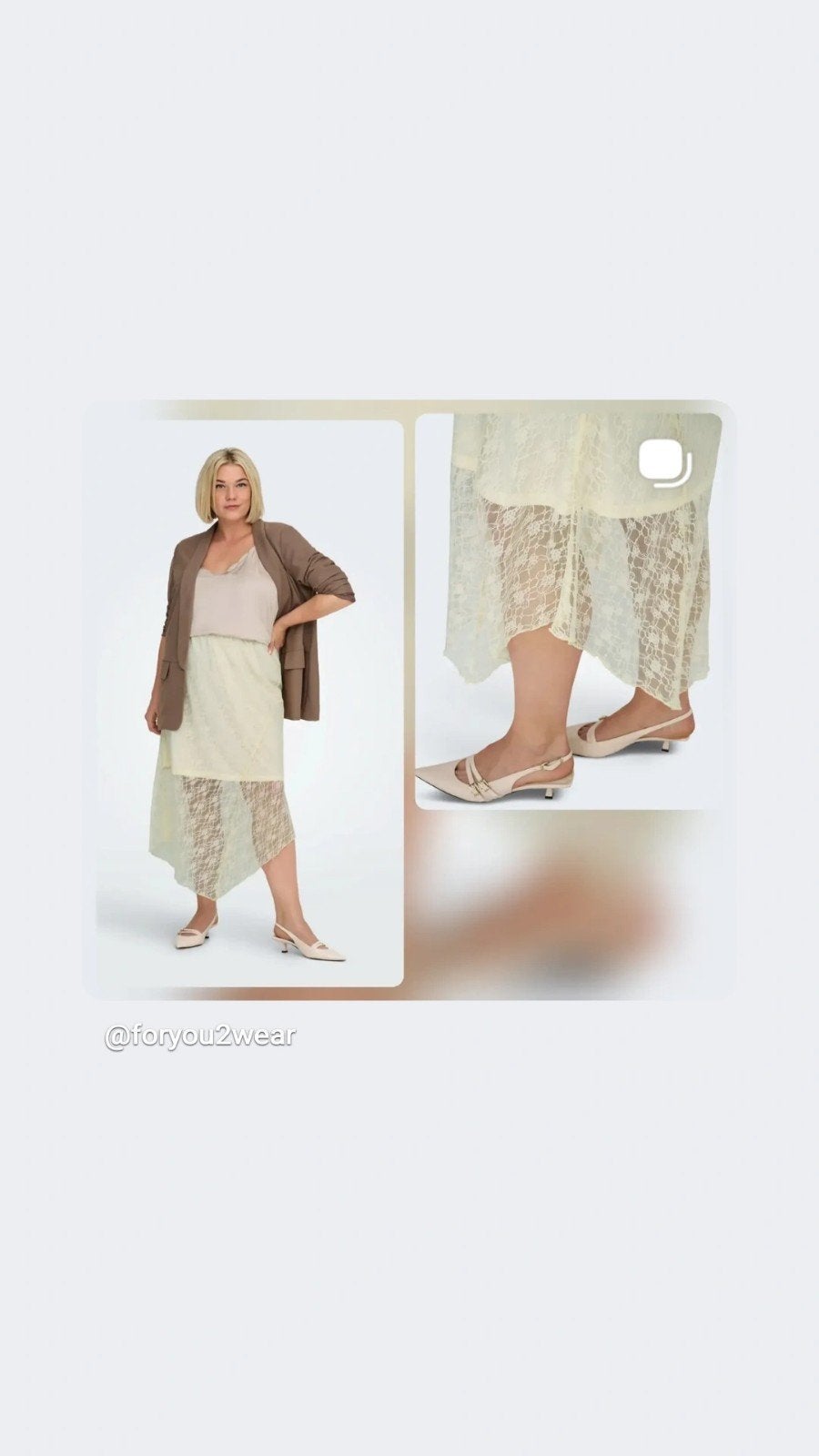 Roomkleurige kanten rok Carcarne Only Carmakoma Maat 50/52, Kleding | Dames, O, O, Rok, Nieuw