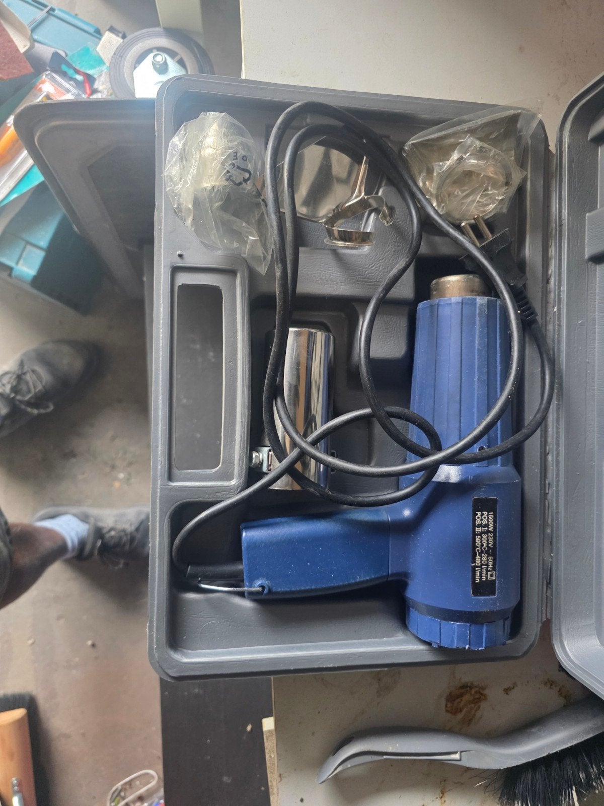 Heteluchtpistool met accessoires in koffer, Ophalen of Verzenden, Gebruikt, Overige typen