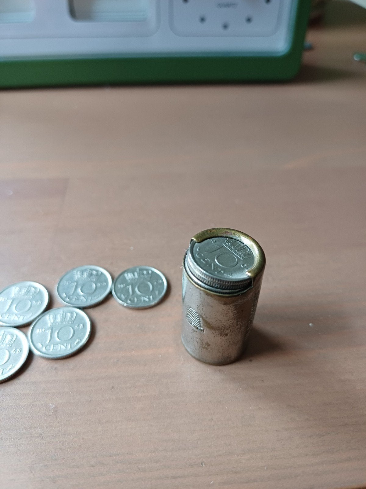 Munthouder De Bijenkorf met 10 dubbeltjes (1930-1950), Setje, Zilver, Ophalen of Verzenden, 10 cent