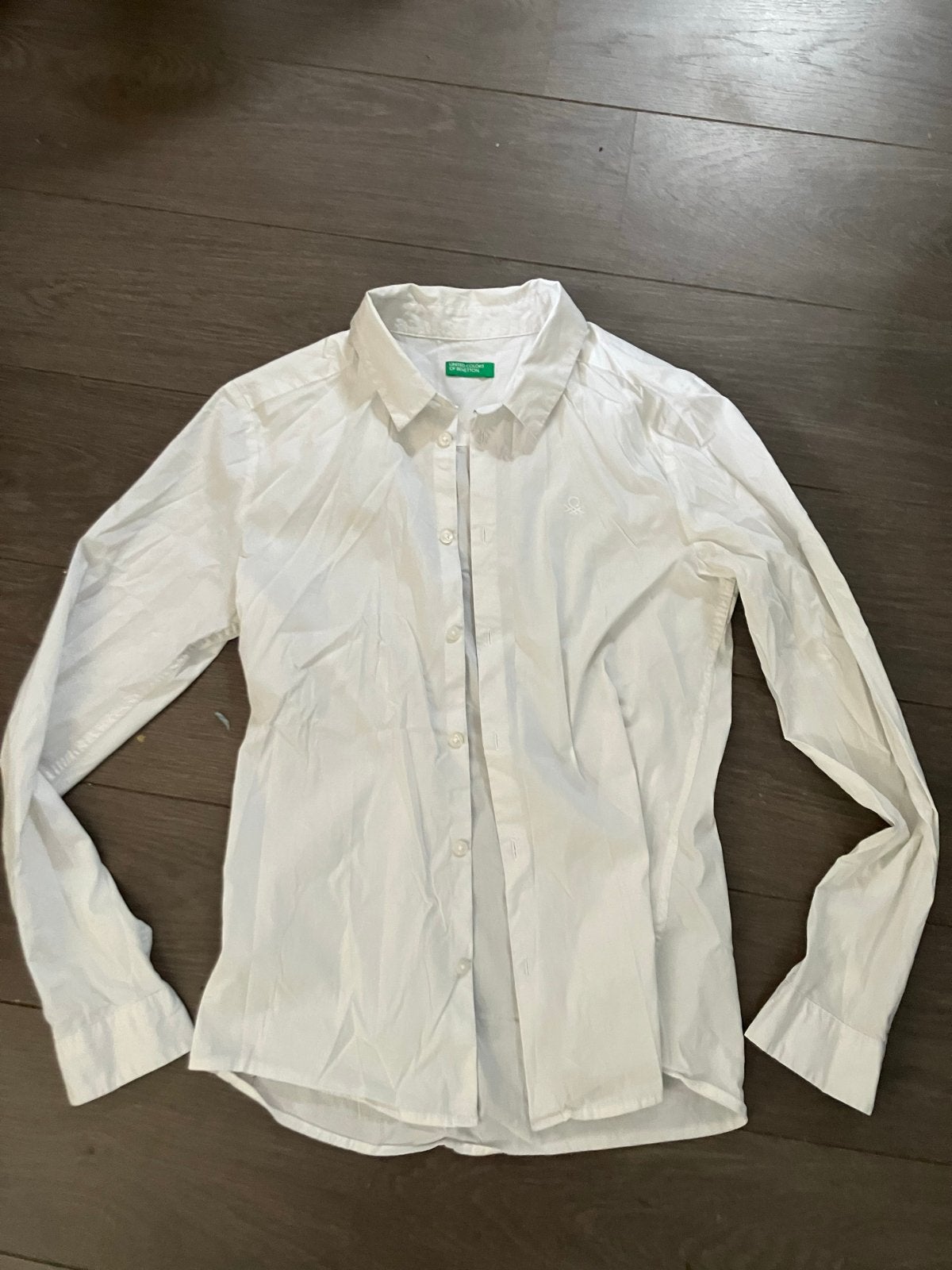 Wit overhemd van United Colors of Benetton 152-160, Ophalen of Verzenden, Zo goed als nieuw, Jongen of Meisje, Overhemd of Blouse