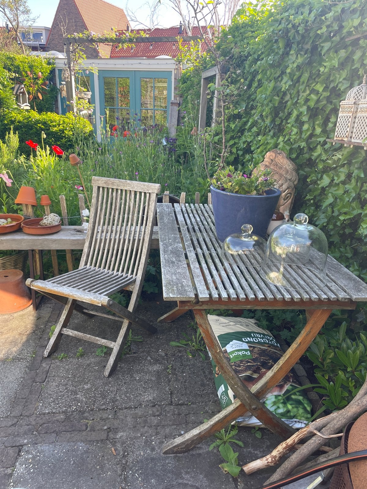 Houten tuintafel, inklapbaar teakhout, Ophalen, Gebruikt, Rechthoekig, Hout