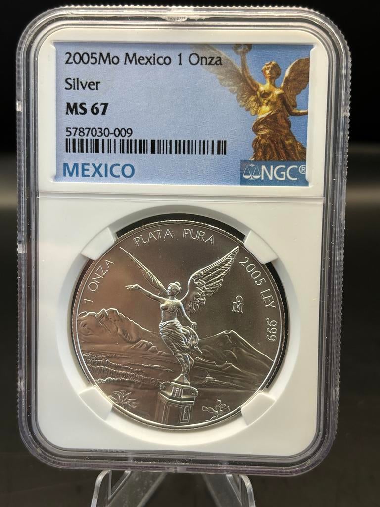 2005 Mexico 1 Oz Zilveren Libertad Munt MS67 NGC, Postzegels en Munten, Munten | Amerika, Ophalen of Verzenden, Noord-Amerika