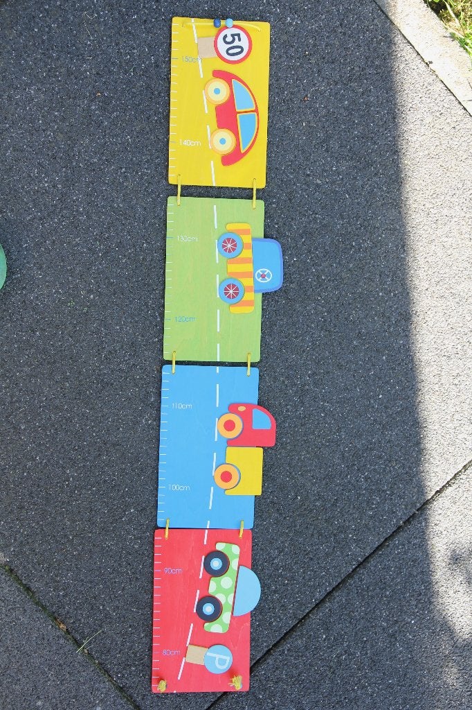 Houten groeimeter met auto's, Ophalen of Verzenden, Zo goed als nieuw, Wanddecoratie, Ophangbaar