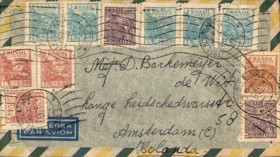 Brazilië - Amsterdam - Frankering - 19xx, Postzegels en Munten, Brieven en Enveloppen | Buitenland, Verzenden, Envelop