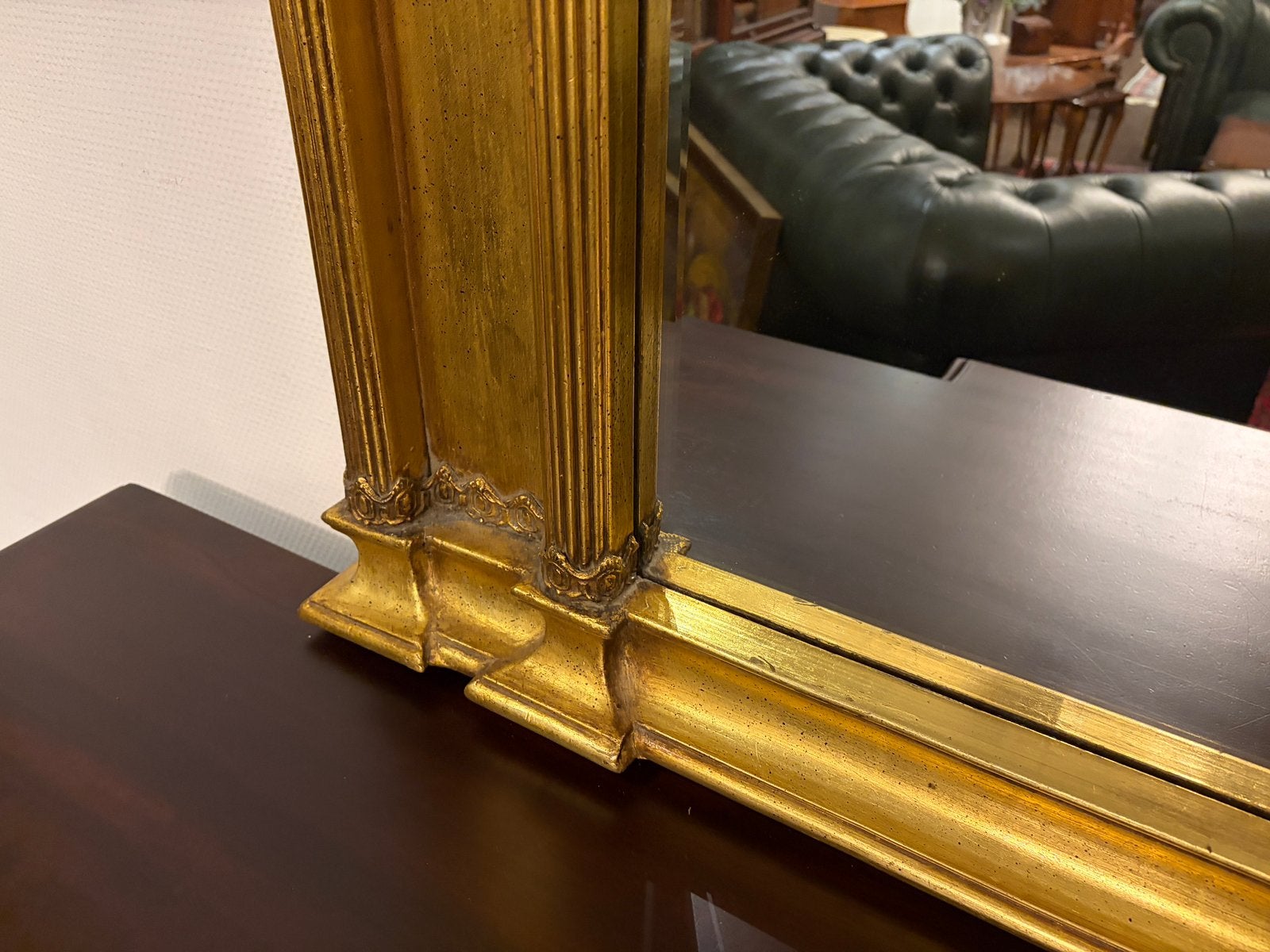 Franse spiegel met geslepen glas en goudkleurige lijst, Ophalen, Rechthoekig, 50 tot 100 cm, 100 tot 150 cm