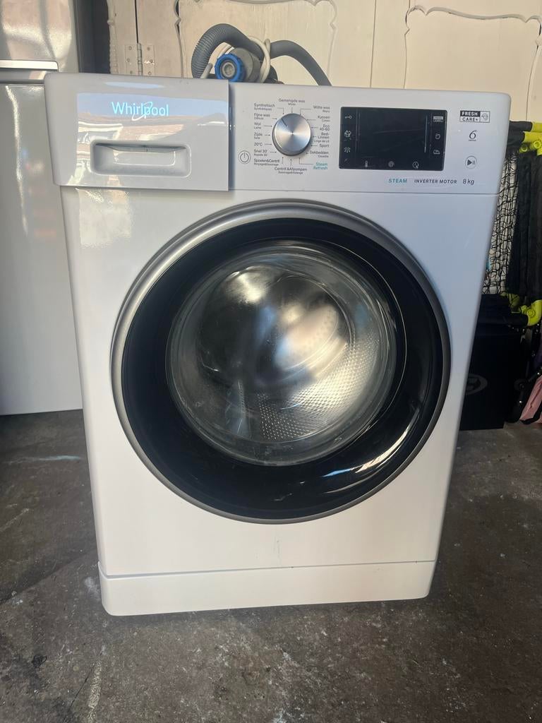 Whirlpool wasmachine - Werkt, rubber defect (onderdelen), Witgoed en Apparatuur, Ophalen, 1200 tot 1600 toeren, Gebruikt, 8 tot 10 kg