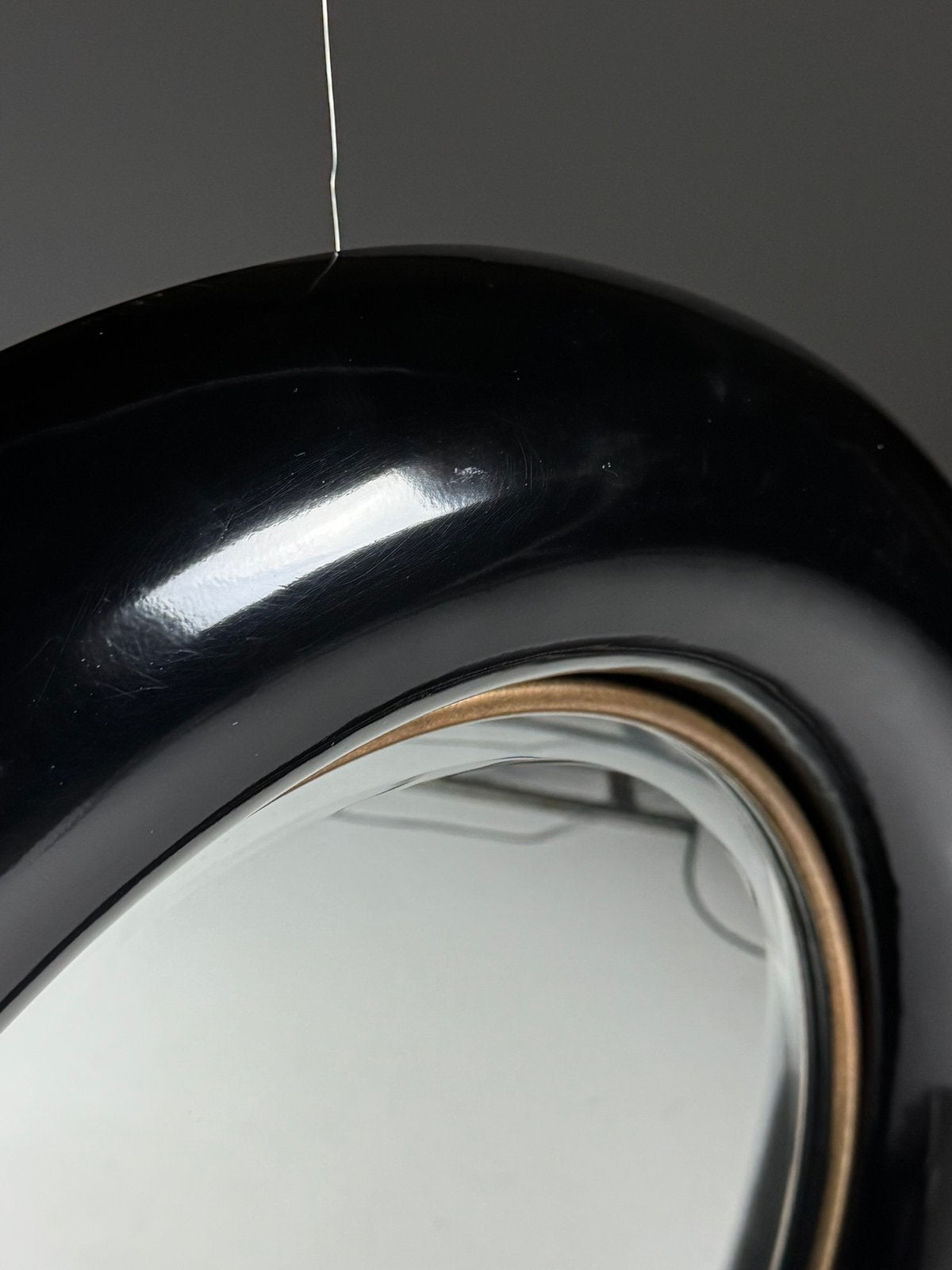 Vintage spiegel rond zwart, Ophalen, Rechthoekig, Minder dan 50 cm
