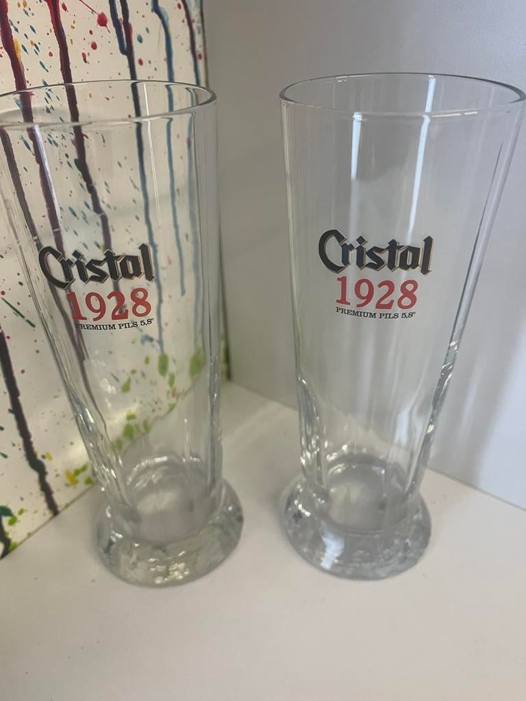 Cristal Alken bierglazen set van 2 glazen, Verzamelen, Biermerken, Ophalen of Verzenden, Nieuw, Glas of Glazen, Overige merken