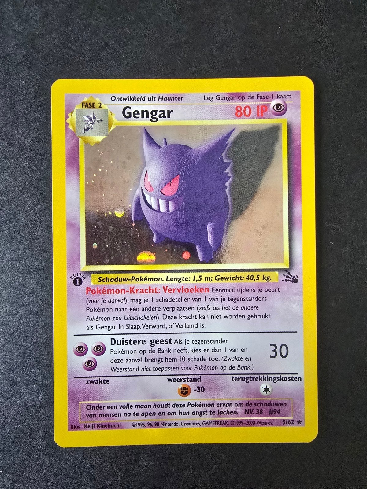 Gengar (NL) 1st editie - 5/62 - Fossil - Holo (zeer net), Ophalen, Zo goed als nieuw