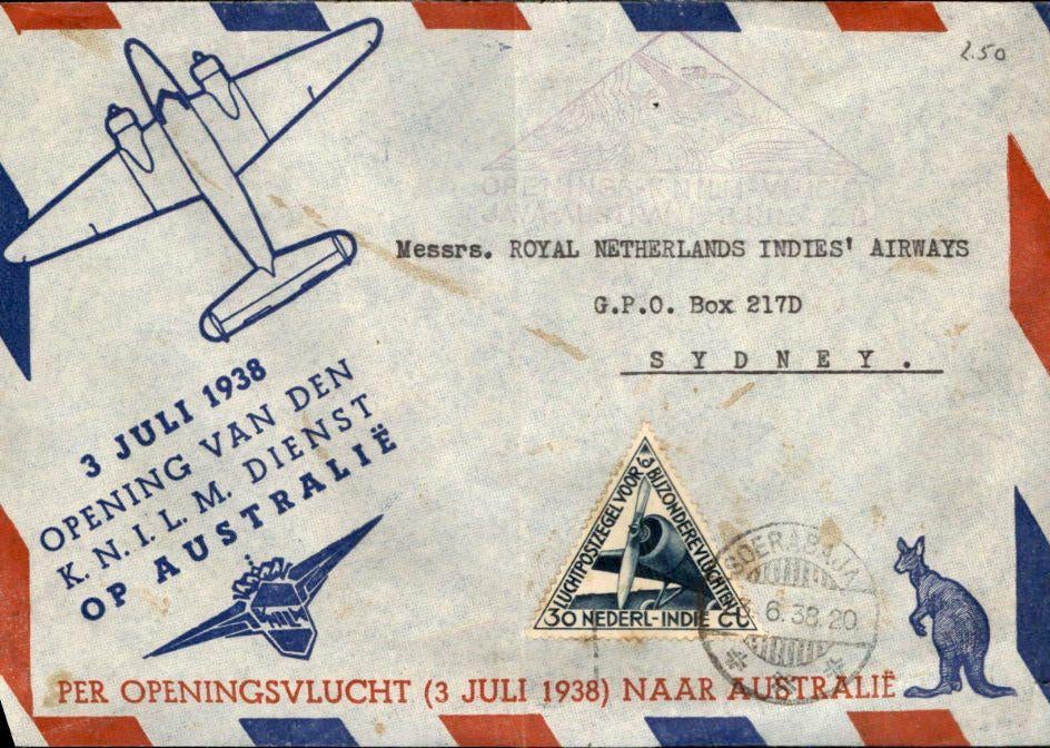 Nederlands Indië - Australië - FFC - 1938 - KNILM, Postzegels en Munten, Brieven en Enveloppen | Nederland, Verzenden, Envelop