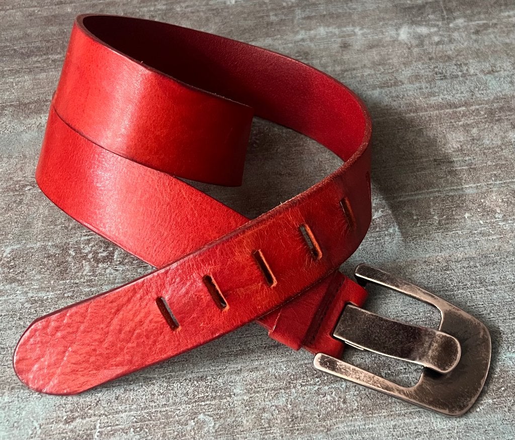 Sam Brown. Rode leren riem. 85 cm., 80 tot 90 cm, 3 tot 5 cm, Sam Brown, Ophalen of Verzenden