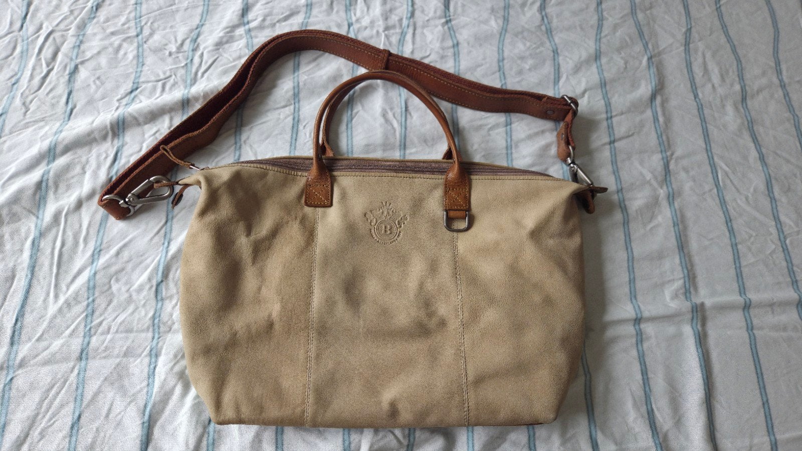 Berba Leren Handtas/Schoudertas Beige, Ophalen of Verzenden, Gebruikt, Beige, Handtas