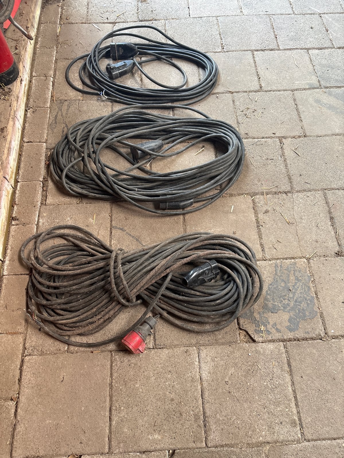 Diverse krachtstroomkabels - 32A/500V 3 polig, Doe-het-zelf en Verbouw, Elektra en Kabels, Ophalen, Gebruikt, Overige merken, Kabel of Snoer