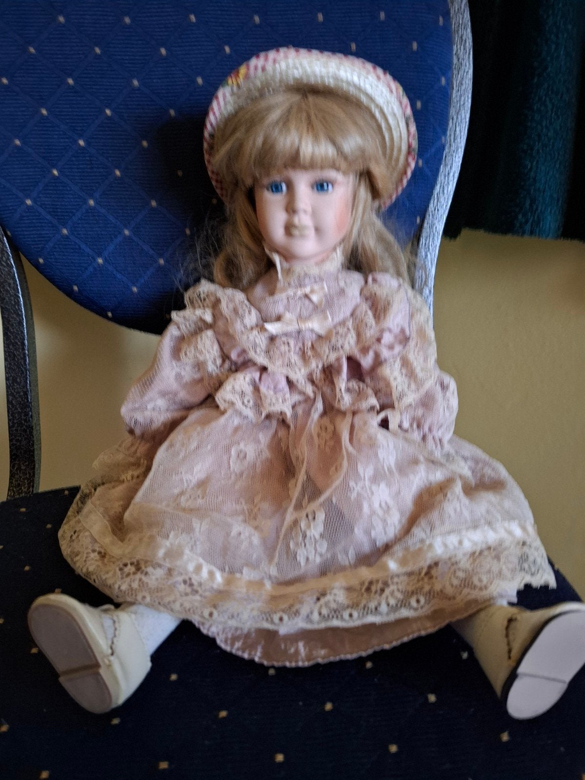 Antieke porseleinen pop - 46 cm, Ophalen of Verzenden, Gebruikt, Pop