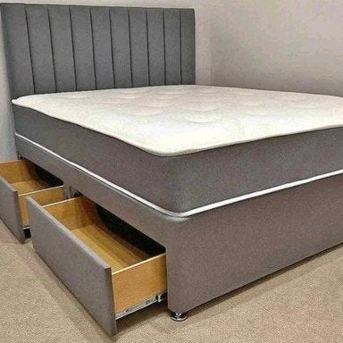 Divan Boxspring 140x200/160x200 - Incl. Matras & Opbergruimt, Beddengoedset, Ophalen of Verzenden, Overige merken, Grijs