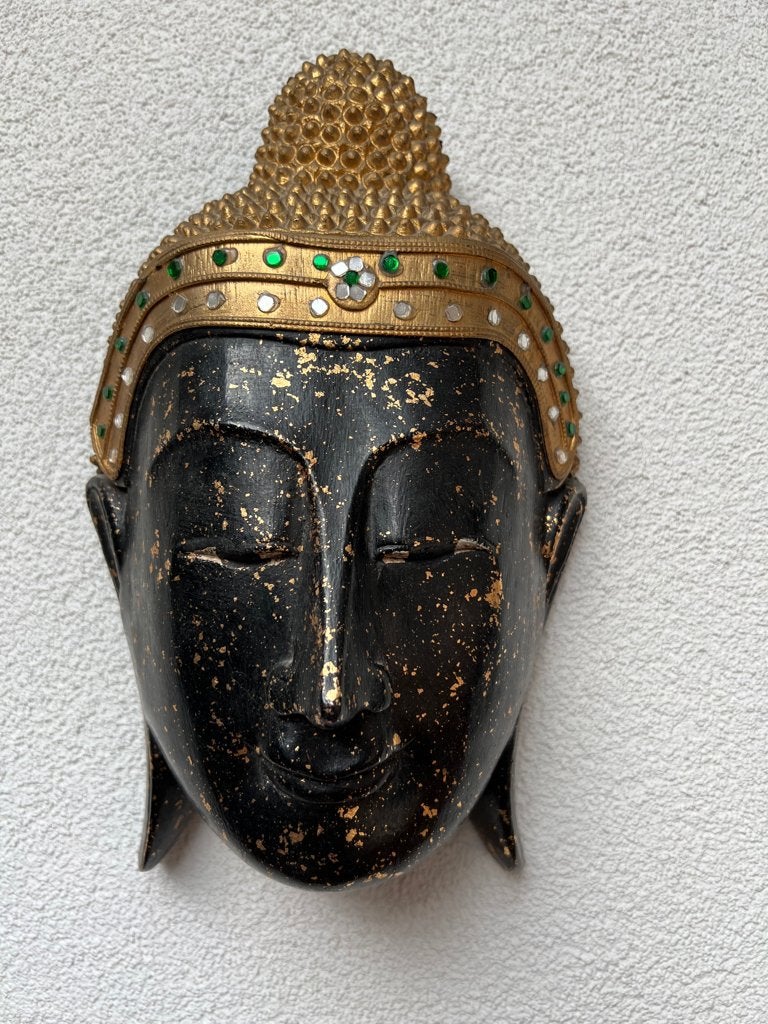 Boeddha Thailand Thaise buddha met strass hout handwerk, 28 cm, Handgemaakt, Ophalen of Verzenden, Hout