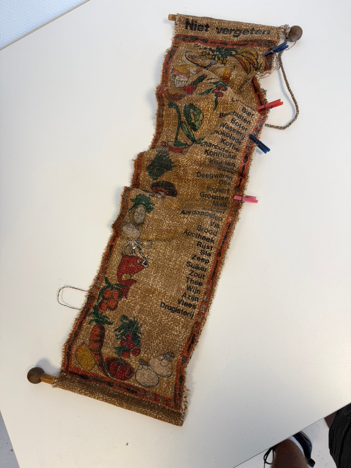 Vintage Niet Vergeten Boodschappenlijst Schellekoord Jute, Ophalen of Verzenden