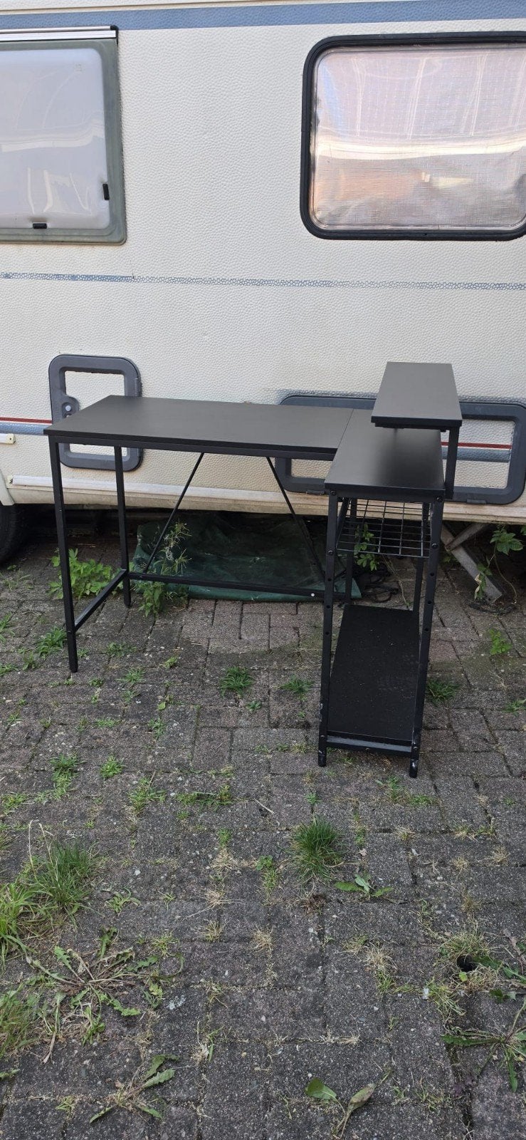 Eenvoudig computerbureau / hobbytafel met stopcontacten, Gebruikt, Metaal, Ophalen of Verzenden, Overige merken
