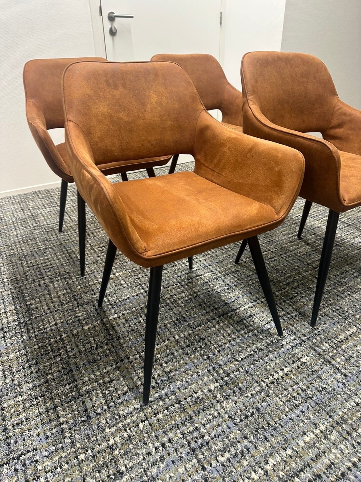 4 eetkamerstoelen, Huis en Inrichting, Stoelen, Ophalen, Gebruikt, Bruin, Vier