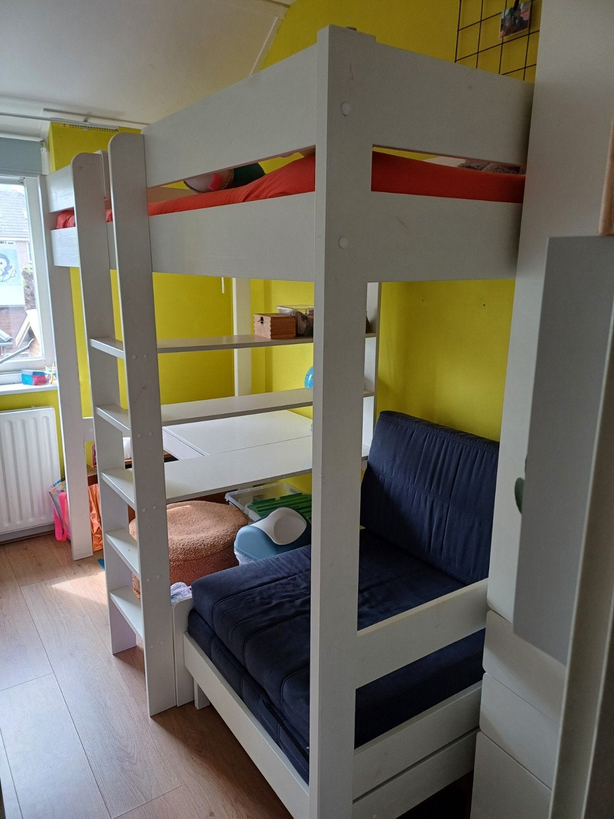Stapelbed met bureau en slaapbank, Ophalen, Gebruikt, 90 cm, Eenpersoons