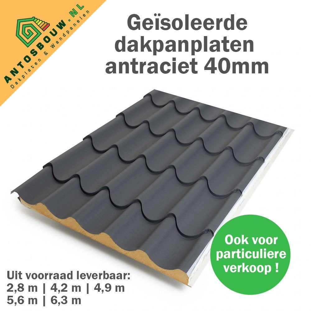 Geïsoleerde Dakpanplaten 40 mm dik, Doe-het-zelf en Verbouw, Overige materialen, Nieuw, 15 m² of meer, Ophalen