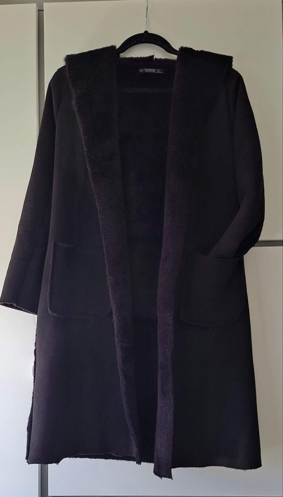 Zwarte jas met teddy voering, CHARLIE COLLECTION, Zwart, Zo goed als nieuw, Ophalen