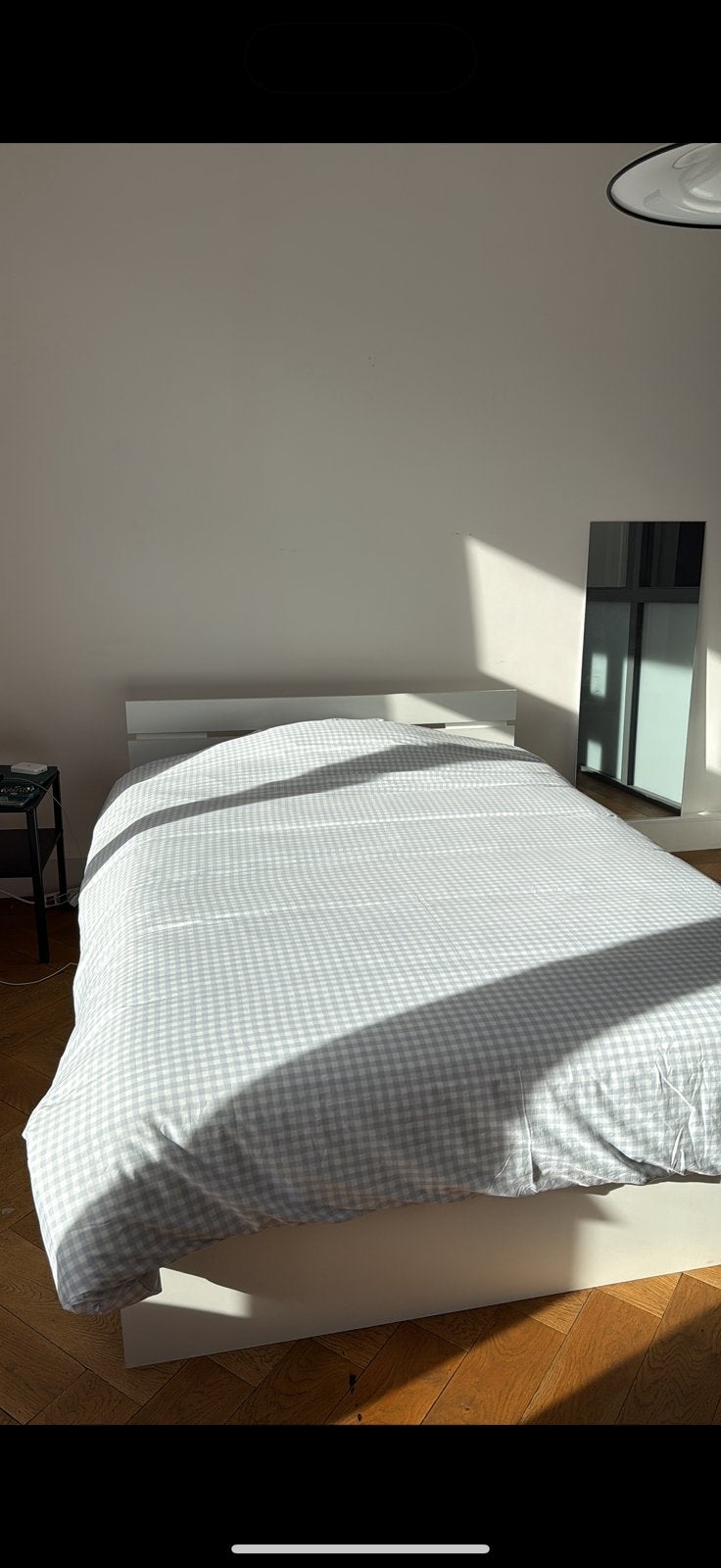 Witte IKEA bed, 200 x 140, Ophalen, Gebruikt, Wit, Tweepersoons