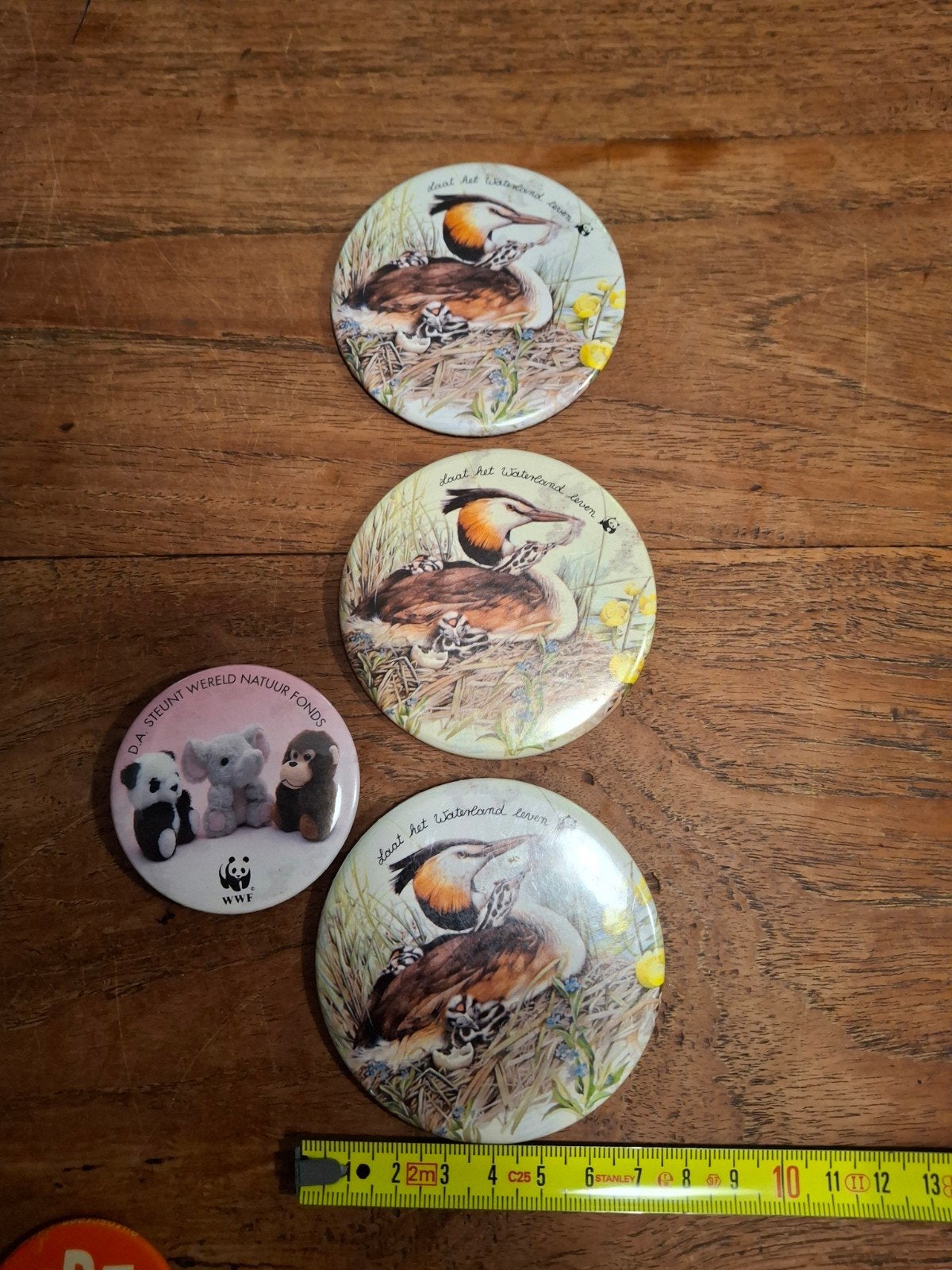 4 WWF Speldjes/Buttons -  Wereld Natuur Fonds, Verzamelen, Ophalen of Verzenden, Zo goed als nieuw