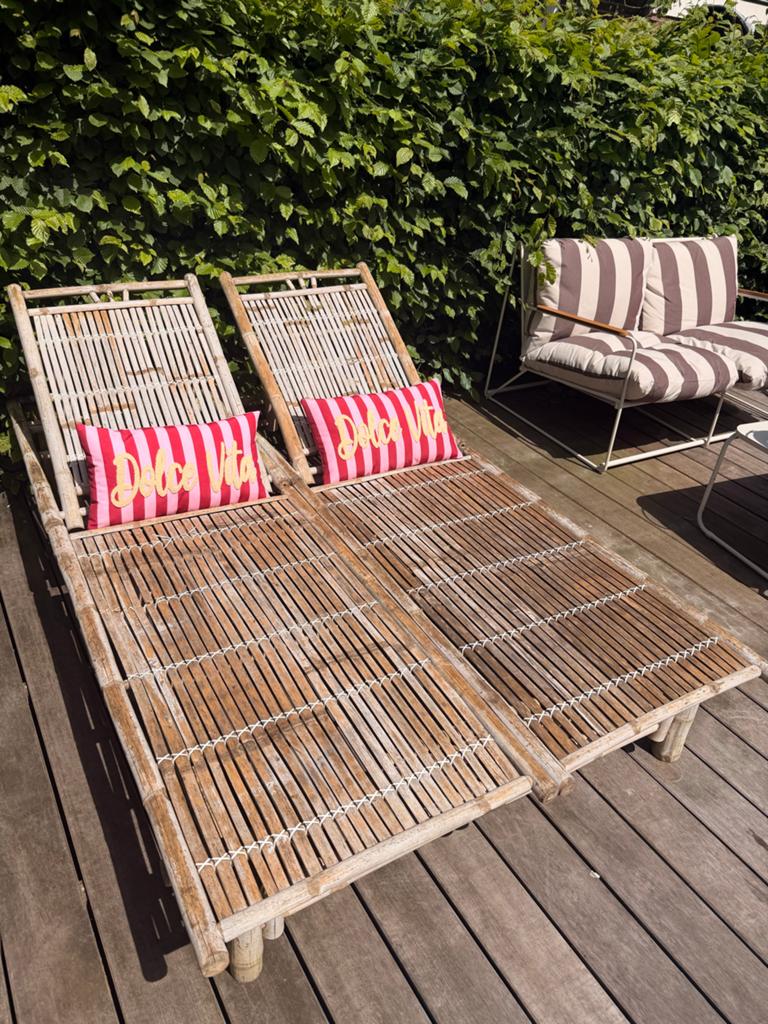 Bamboe ligbed  - Verstelbaar en comfortabel, Tuin en Terras, Ligbedden, Ophalen, Gebruikt, Hout, Verstelbaar
