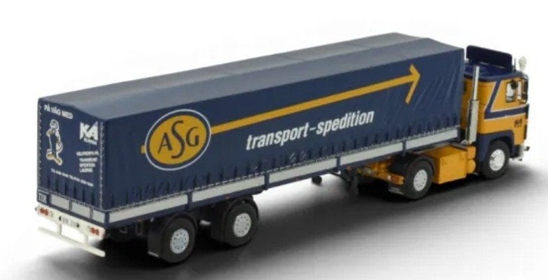 TEKNO SCANIA 141 + HUIF OPLEGGER - ASG - KLIPPAN, Hobby en Vrije tijd, Modelauto's | 1:50, ., Nieuw, Tekno, Bus of Vrachtwagen