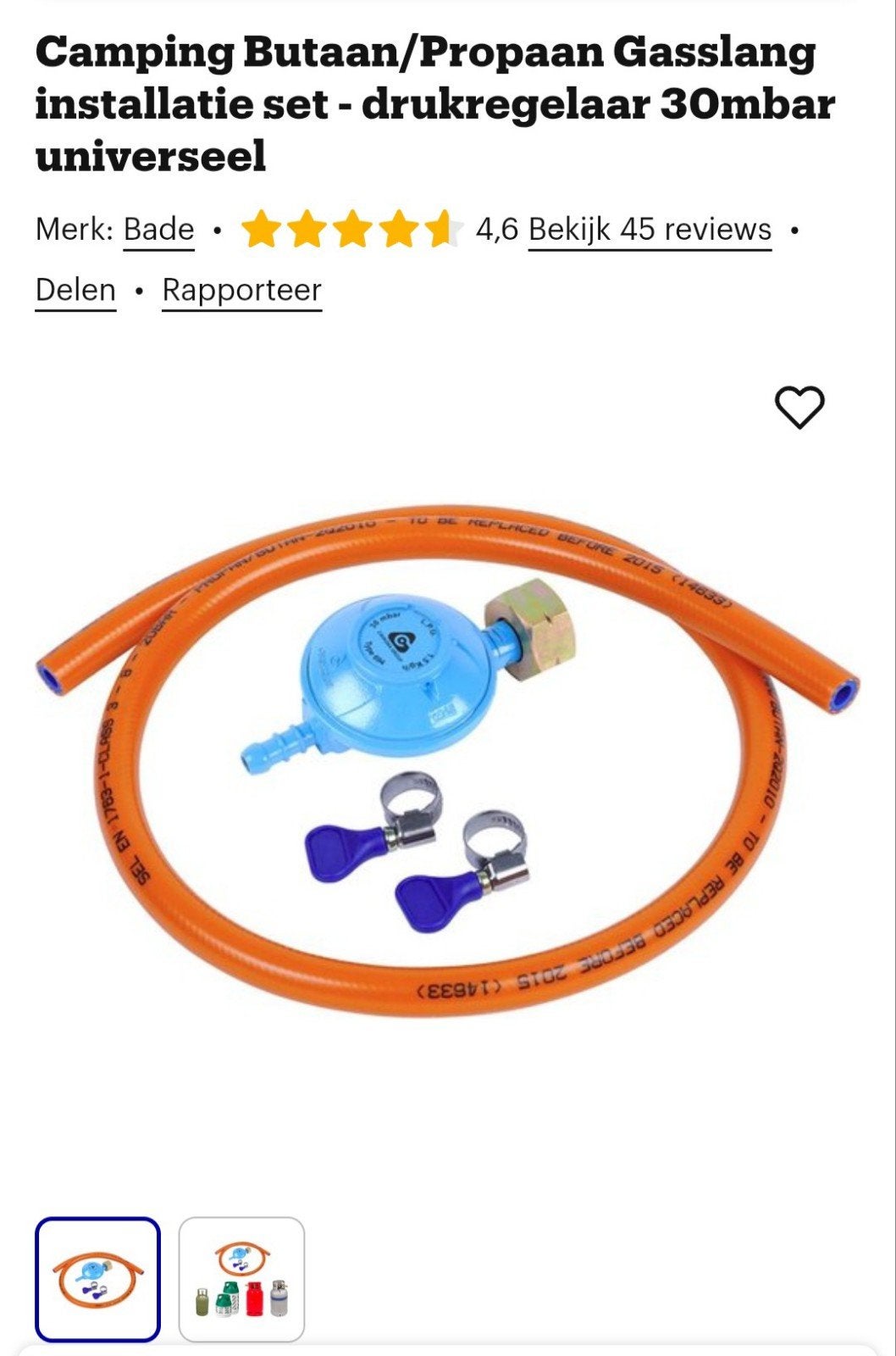 Gezocht gasslang met verloopstuk, Ophalen