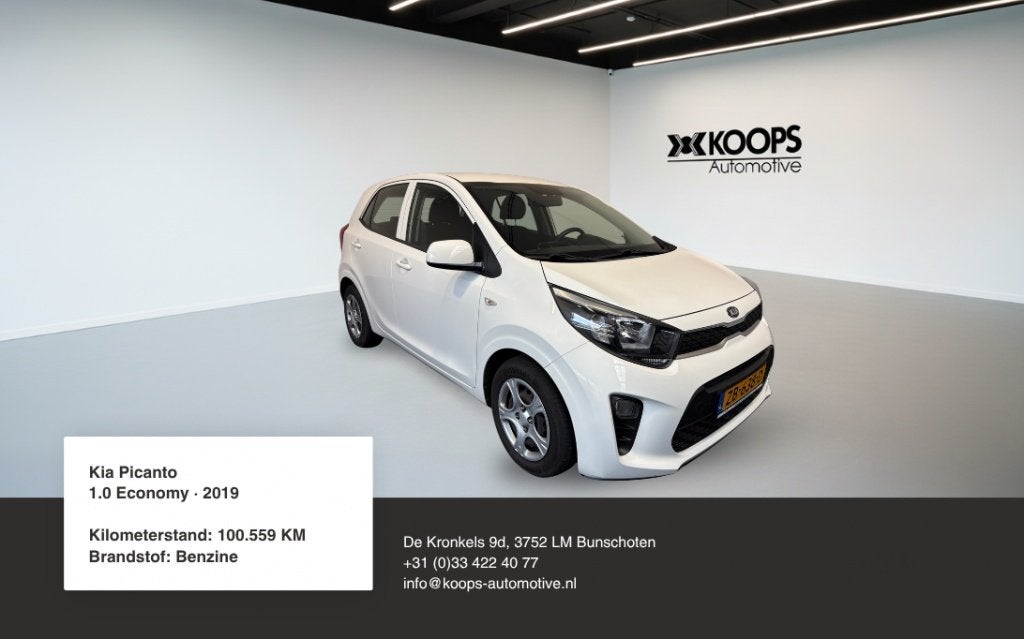 Kia Picanto 1.0 CVVT Eco.PlusL (bj 2019), Auto's, Stof, Gebruikt, Start-stop-systeem, 4 stoelen